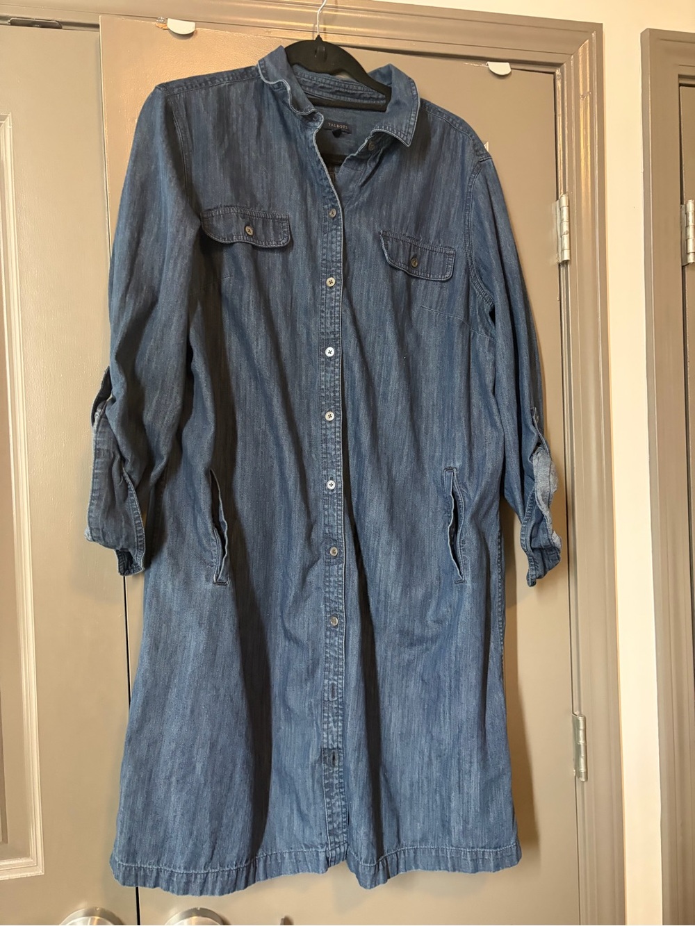 Talbots Blue Denim Button-Down Shirt Dress